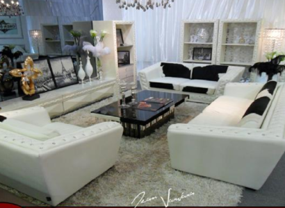 Sofagarnitur Chesterfield 3+2+1 Sitzer Sessel Sofa Leder mit Ponyfell